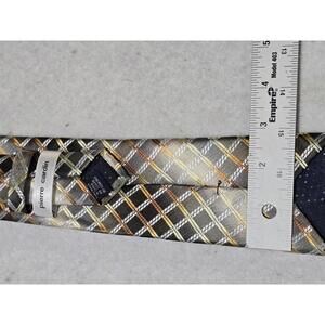 Vintage Pierre Cardin 100% Silk Tie – 3.5”W  Gray Gold Brown